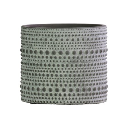 H2H Cement Round Pot with Embossed Circles Pattern Design Body & Tapered Bottom, Concrete & Gray H22503160